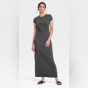 A New Day Women’s Short Sleeve Knit Maxi Dress Dark Gray Dress XL